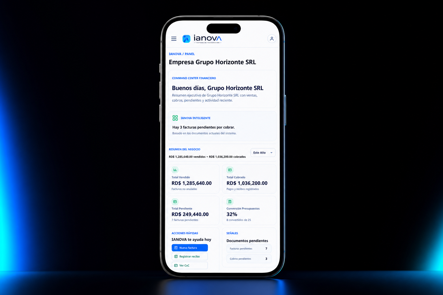 IANOVA ejecutándose en un iPhone realista